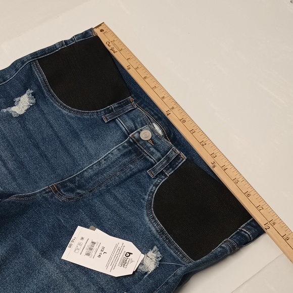 NWT Time and Tru Maternity jean shorts Sz Large (12-14) side panel New - Picture 5 of 13